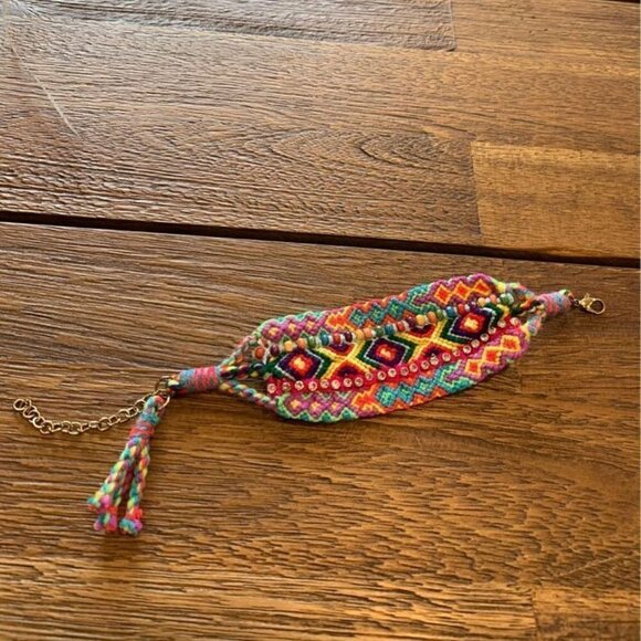 WOMAN’S gorgeous handmade bracelet. Embellished with rhinestones. Bright colours - Picture 2 of 5